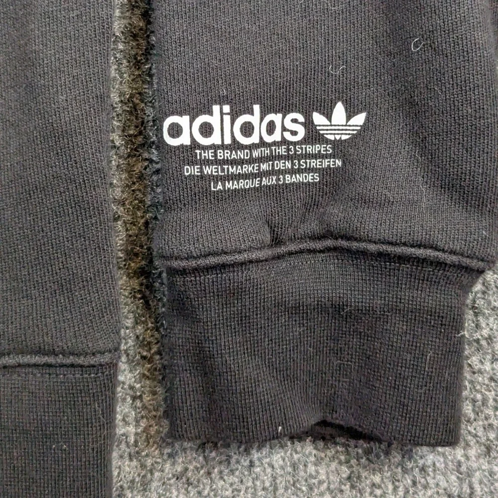 Adidas Originals Mens Small Black Globe Trefoil Graphic Sleeve Logo Hoodie